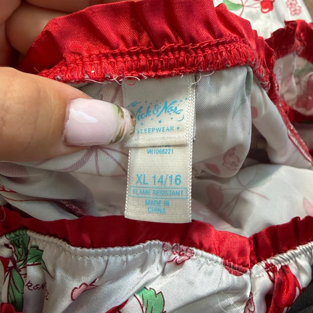 Y2K Cutie Cherry Print Babydoll Sleepwear Top White Red XL 14/16 - Picture 2 of 6
